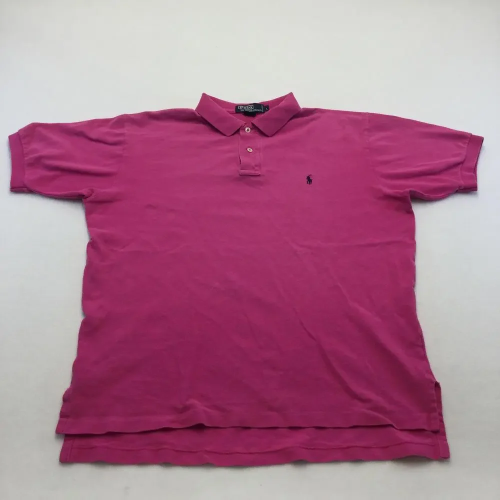 Polo By Ralph Lauren Polo Shirt Mens Large Pink Cotton Pique Short Sleeve Casual